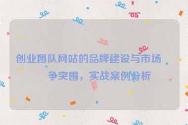 創(chuàng)業(yè)團隊網(wǎng)站的品牌建設(shè)與市場競爭突圍，實戰(zhàn)案例分析