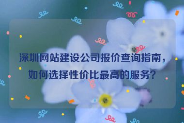 深圳網(wǎng)站建設(shè)公司報(bào)價(jià)查詢指南，如何選擇性價(jià)比最高的服務(wù)？