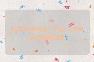深圳網(wǎng)站建設(shè)推廣方案，打造數(shù)字化營銷新引擎
