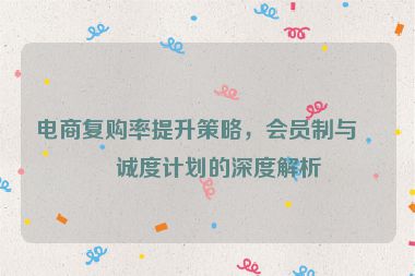 電商復(fù)購(gòu)率提升策略，會(huì)員制與忠誠(chéng)度計(jì)劃的深度解析