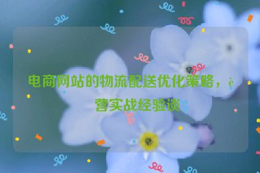 電商網(wǎng)站的物流配送優(yōu)化策略，運營實戰(zhàn)經(jīng)驗談