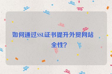 如何通過(guò)SSL證書(shū)提升外貿(mào)網(wǎng)站安全性？