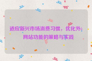 適應(yīng)新興市場(chǎng)消費(fèi)習(xí)慣，優(yōu)化外貿(mào)網(wǎng)站功能的策略與實(shí)踐