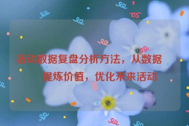 活動數(shù)據(jù)復盤分析方法，從數(shù)據(jù)中提煉價值，優(yōu)化未來活動
