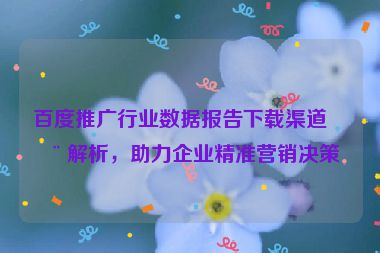 百度推廣行業(yè)數(shù)據(jù)報告下載渠道全解析，助力企業(yè)精準(zhǔn)營銷決策