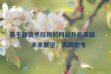 基于新技術(shù)應(yīng)用的網(wǎng)站升級策略與未來展望，實戰(zhàn)思考
