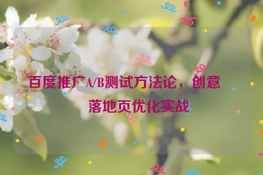 百度推廣A/B測(cè)試方法論，創(chuàng)意、落地頁(yè)優(yōu)化實(shí)戰(zhàn)