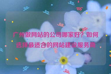 廣州做網(wǎng)站的公司哪家好？如何選擇最適合的網(wǎng)站建設(shè)服務(wù)商