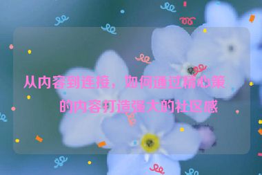 從內(nèi)容到連接，如何通過精心策劃的內(nèi)容打造強(qiáng)大的社區(qū)感