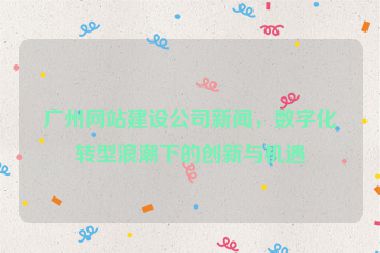 廣州網(wǎng)站建設(shè)公司新聞，數(shù)字化轉(zhuǎn)型浪潮下的創(chuàng)新與機(jī)遇