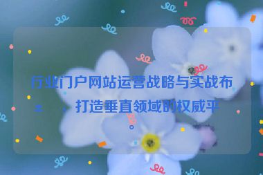 行業(yè)門戶網(wǎng)站運營戰(zhàn)略與實戰(zhàn)布局，打造垂直領(lǐng)域的權(quán)威平臺