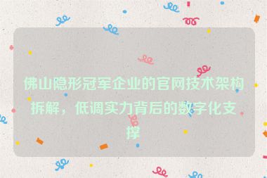 佛山隱形冠軍企業(yè)的官網(wǎng)技術(shù)架構(gòu)拆解，低調(diào)實力背后的數(shù)字化支撐
