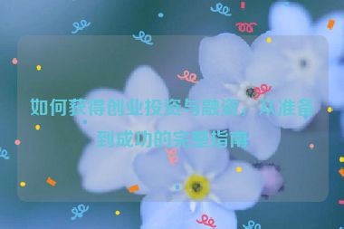 如何獲得創(chuàng)業(yè)投資與融資，從準(zhǔn)備到成功的完整指南