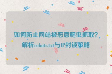 如何防止網(wǎng)站被惡意爬蟲抓??？解析robots.txt與IP封鎖策略