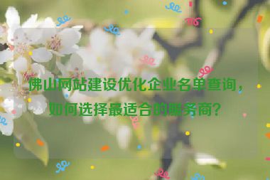 佛山網(wǎng)站建設(shè)優(yōu)化企業(yè)名單查詢，如何選擇最適合的服務(wù)商？