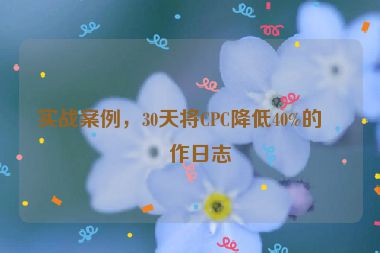 實(shí)戰(zhàn)案例，30天將CPC降低40%的操作日志