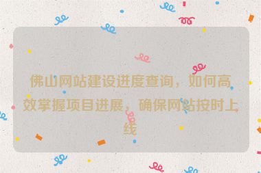佛山網(wǎng)站建設(shè)進(jìn)度查詢，如何高效掌握項(xiàng)目進(jìn)展，確保網(wǎng)站按時(shí)上線
