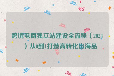 跨境電商獨(dú)立站建設(shè)全流程（2024版）從0到1打造高轉(zhuǎn)化出海品牌