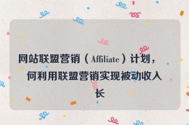 網(wǎng)站聯(lián)盟營銷（Affiliate）計劃，如何利用聯(lián)盟營銷實現(xiàn)被動收入增長