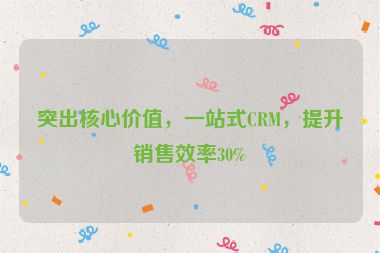 突出核心價值，一站式CRM，提升銷售效率30%