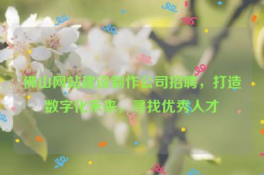 佛山網(wǎng)站建設(shè)制作公司招聘，打造數(shù)字化未來，尋找優(yōu)秀人才