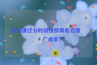 如何通過分時(shí)段投放降低百度推廣成本？