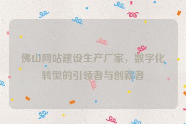 佛山網(wǎng)站建設(shè)生產(chǎn)廠家，數(shù)字化轉(zhuǎn)型的引領(lǐng)者與創(chuàng)新者
