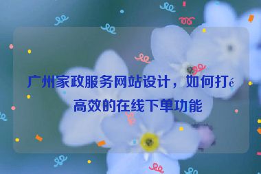廣州家政服務(wù)網(wǎng)站設(shè)計，如何打造高效的在線下單功能