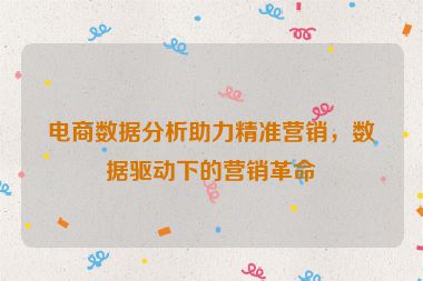 電商數(shù)據(jù)分析助力精準(zhǔn)營銷，數(shù)據(jù)驅(qū)動(dòng)下的營銷革命