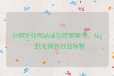 小型企業(yè)網(wǎng)站成功轉(zhuǎn)型案例，從默默無(wú)聞到行業(yè)標(biāo)桿