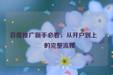 百度推廣新手必看，從開戶到上線的完整流程