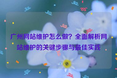 廣州網(wǎng)站維護怎么做？全面解析網(wǎng)站維護的關鍵步驟與最佳實踐