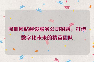深圳網(wǎng)站建設(shè)服務(wù)公司招聘，打造數(shù)字化未來的精英團(tuán)隊(duì)