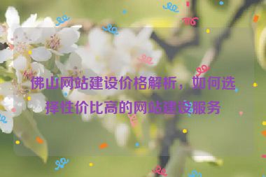 佛山網(wǎng)站建設(shè)價格解析，如何選擇性價比高的網(wǎng)站建設(shè)服務(wù)