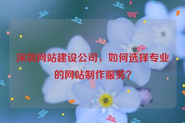 深圳網(wǎng)站建設(shè)公司，如何選擇專業(yè)的網(wǎng)站制作服務(wù)？