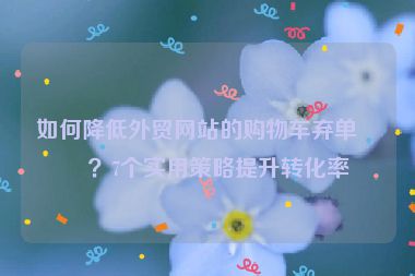 如何降低外貿(mào)網(wǎng)站的購(gòu)物車(chē)棄單率？7個(gè)實(shí)用策略提升轉(zhuǎn)化率