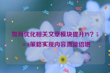 如何優(yōu)化相關(guān)文章模塊提升PV？5大策略實(shí)現(xiàn)內(nèi)容流量倍增