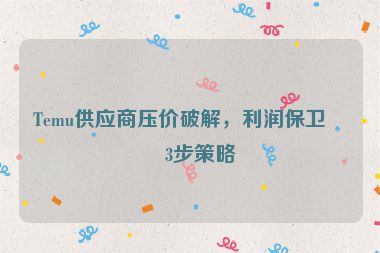 Temu供應(yīng)商壓價(jià)破解，利潤(rùn)保衛(wèi)戰(zhàn)3步策略
