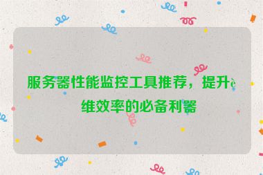 服務器性能監(jiān)控工具推薦，提升運維效率的必備利器
