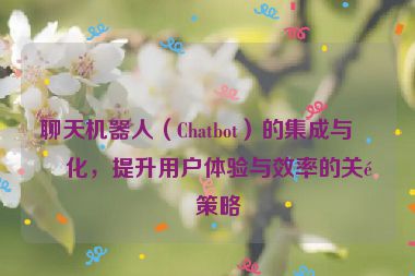 聊天機(jī)器人（Chatbot）的集成與優(yōu)化，提升用戶體驗(yàn)與效率的關(guān)鍵策略