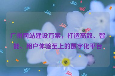 廣州網(wǎng)站建設(shè)方案，打造高效、智能、用戶體驗(yàn)至上的數(shù)字化平臺