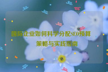 國際企業(yè)如何科學分配SEO預算，策略與實踐指南